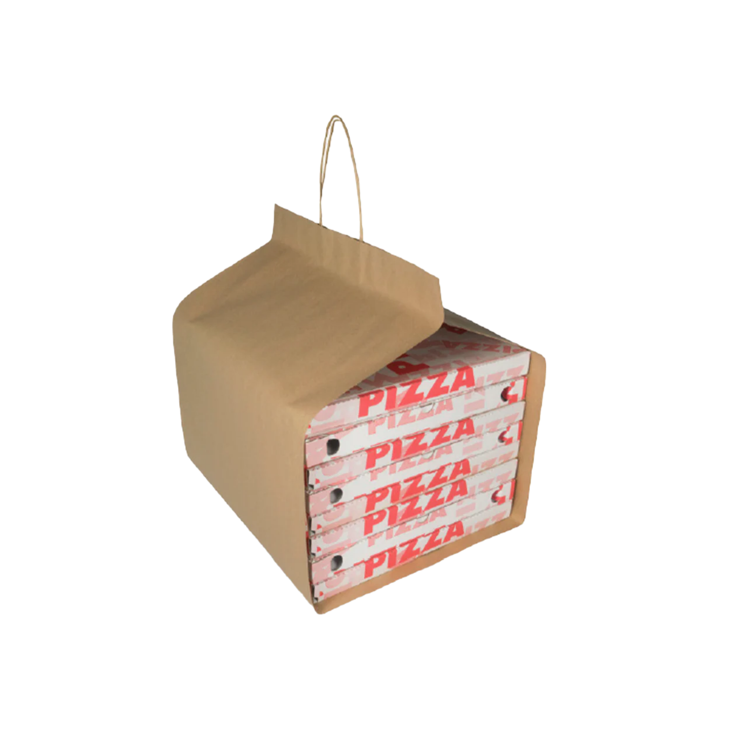 Take Away Special Pizza in carta kraft bianco manico piattina