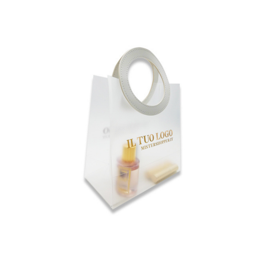Shopper trasparente con manico similpelle
