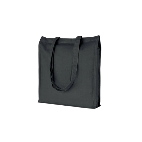 Borsa shopping in 100% cotone, manico lungo con soffietto