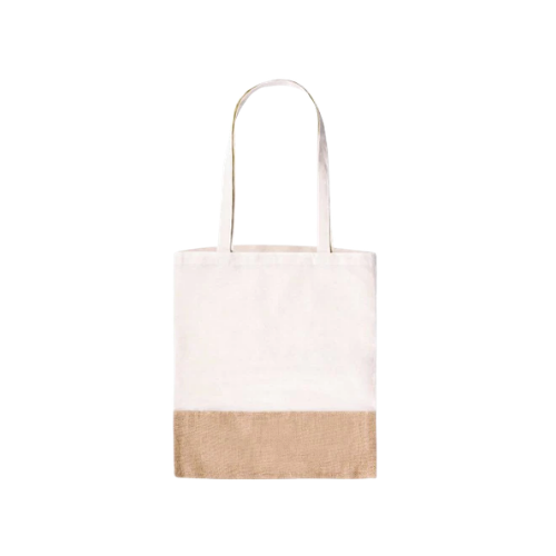 Borsa shopping in cotone e juta, manico lungo - Kara