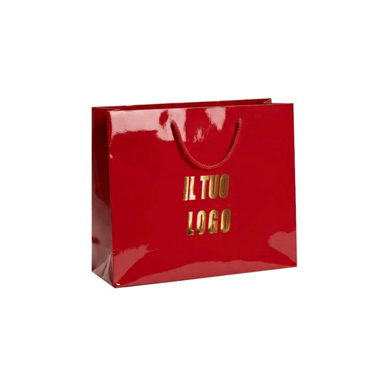 Lux Glossy in carta plastificata lucida con manico in cotone