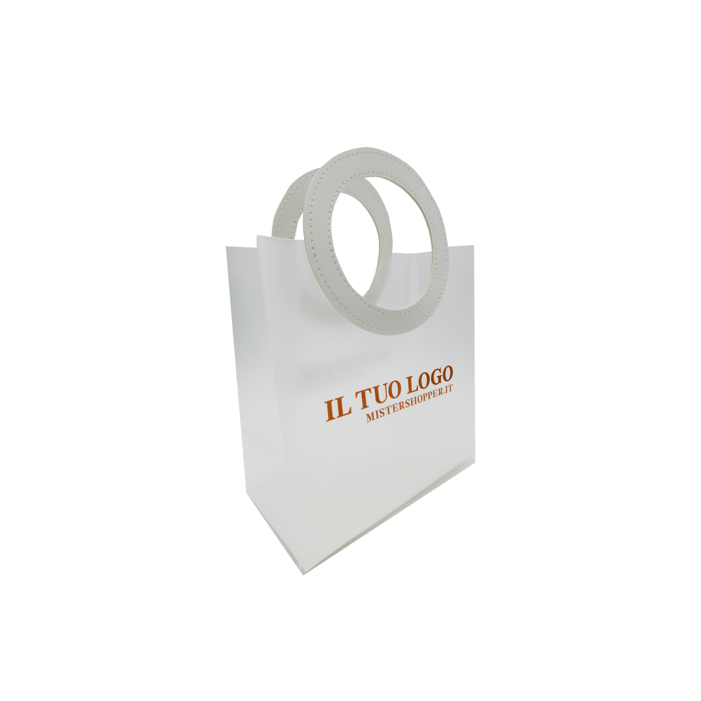 Shopper trasparente con manico similpelle