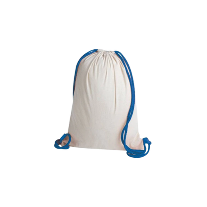 Sacca zaino 100% cotone, doppia corda di chiusura in cotone, rifiniture termosaldate - Hellas