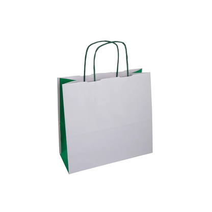 Bicolor Collection White in carta Kraft bianco maniglia ritorta