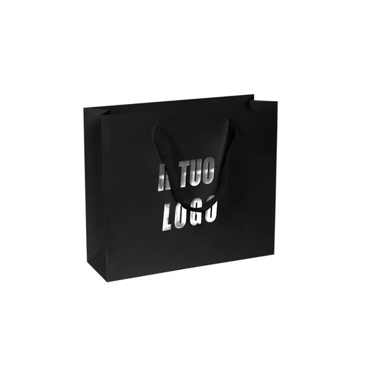 Chic in carta kraft con manico fettuccia e risvolto interno