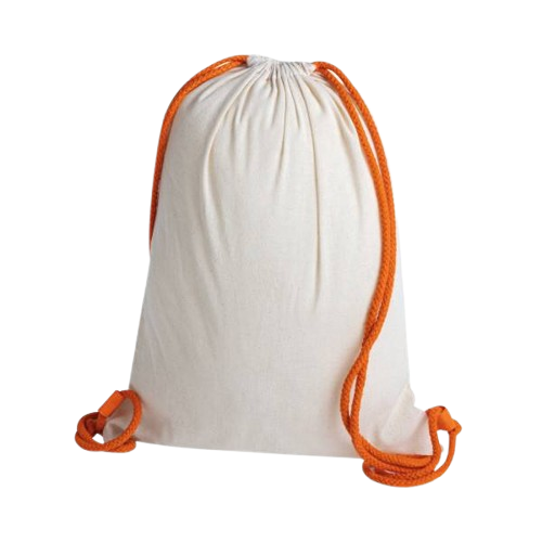 Sacca zaino 100% cotone, doppia corda di chiusura in cotone, rifiniture termosaldate - Hellas