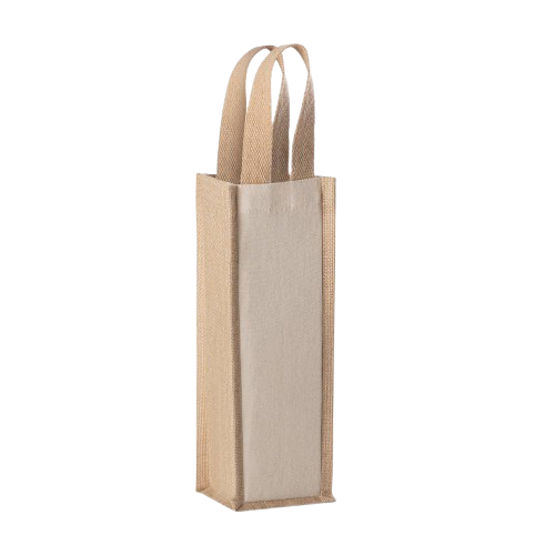 Borsa porta bottiglia in cotone e juta, con manici piatto - Present (Manca il prezzo)