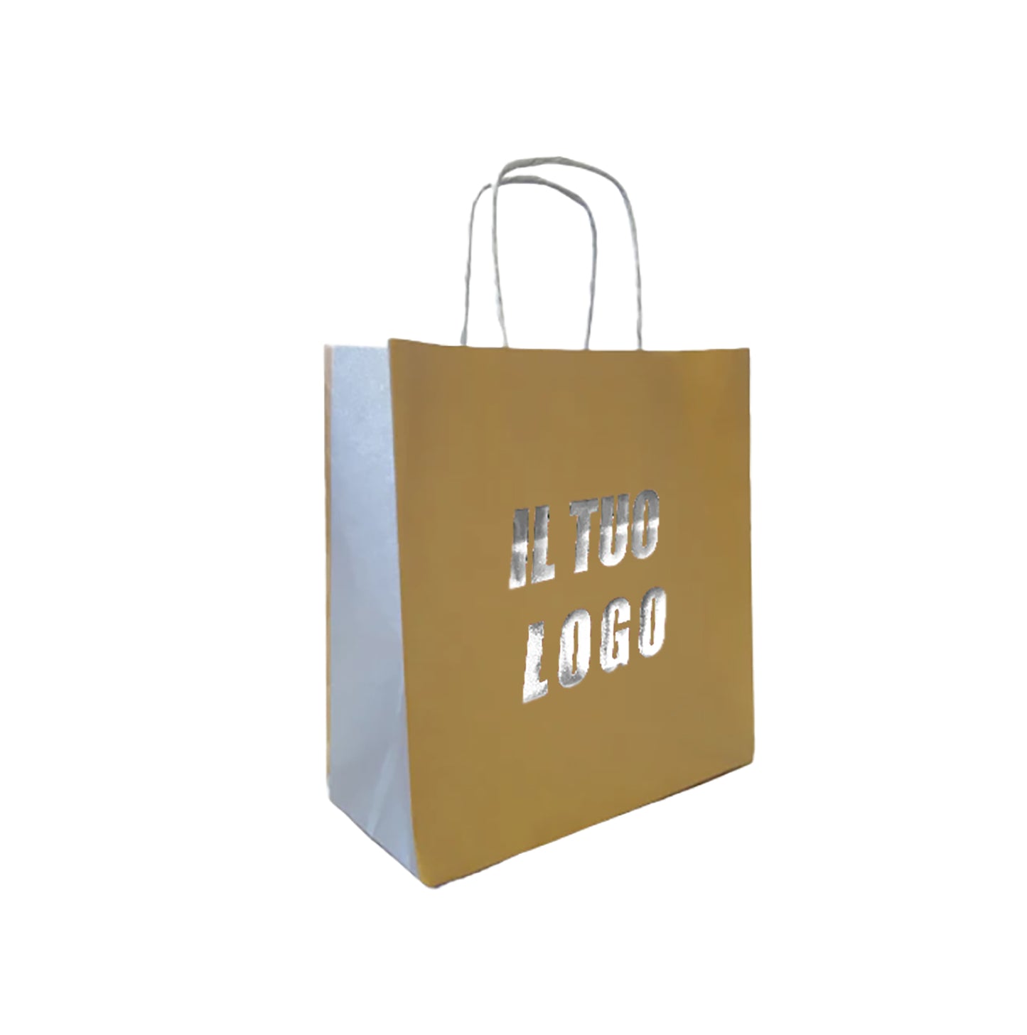 Duo Collection Gold in carta Kraft bianco maniglia ritorta