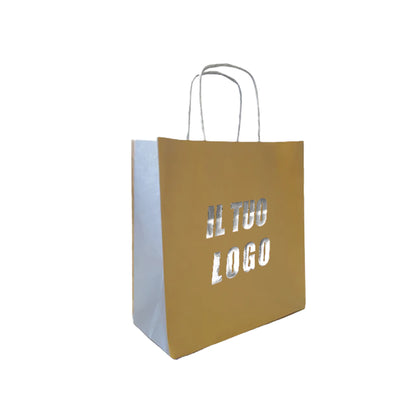 Duo Collection Gold in carta Kraft bianco maniglia ritorta