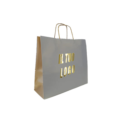 Duo Collection Gold in carta Kraft bianco maniglia ritorta