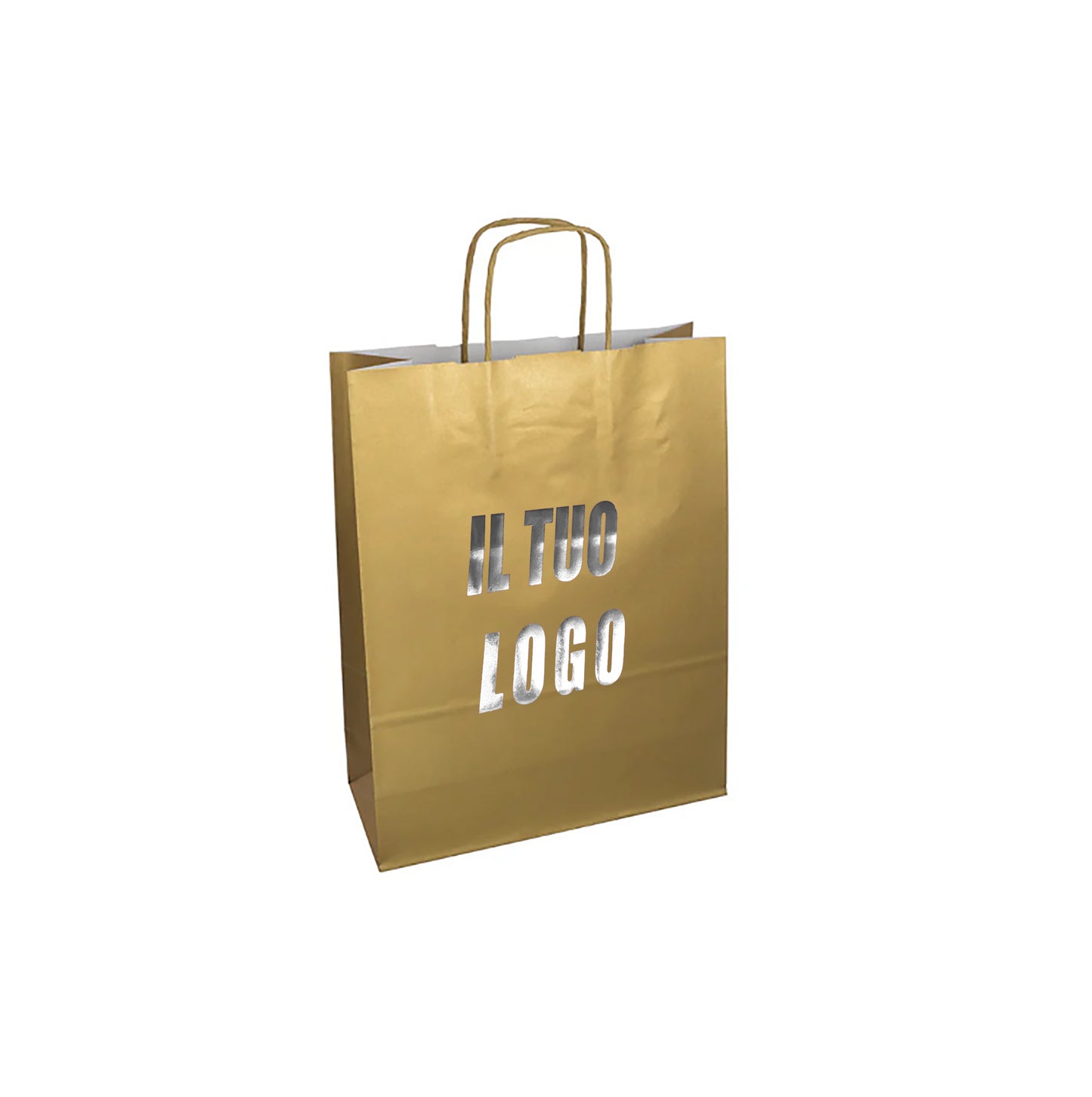 Premium in carta Kraft bianco maniglia ritorta