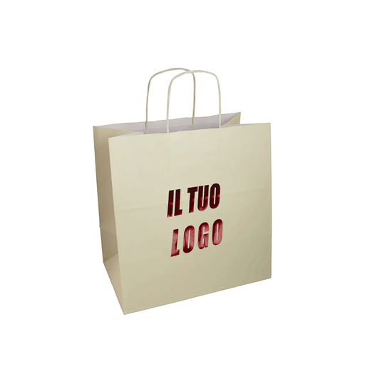 Take Away Color in carta kraft bianco maniglia ritorta