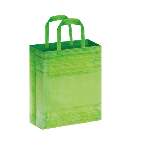 Borsa Shopping in TNT effetto striato, manici corti, soffietto, rifiniture temosaldate - Medium Stripes