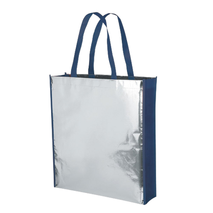 Borsa shopping in TNT laminato lucido con soffietto, manci lunghi, rifiniture cucite - Mirror