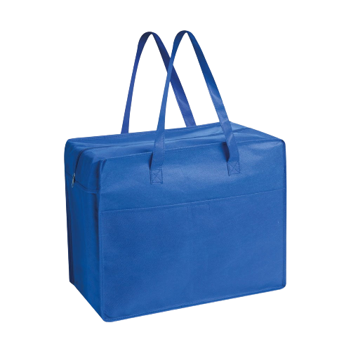 Borsa shopping in TNT, chiusura con zip tasca frontale con velcro, manici corti, rifiniture cucite - Shop Box