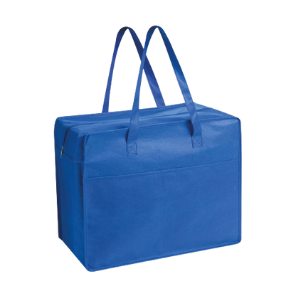 Borsa shopping in TNT, chiusura con zip tasca frontale con velcro, manici corti, rifiniture cucite - Shop Box