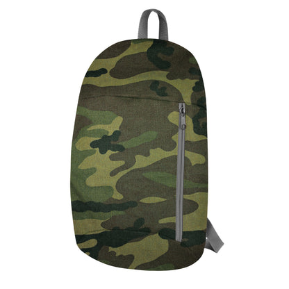 Zaino in poliestere con spallacci e retro imbottiti in colori brillanti e a fantasia militare