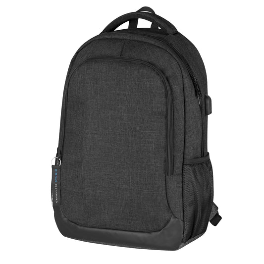 Zaino personalizzabile in poliestere 300D, tasca anteriore con zip, tasche laterali in materiale traforato